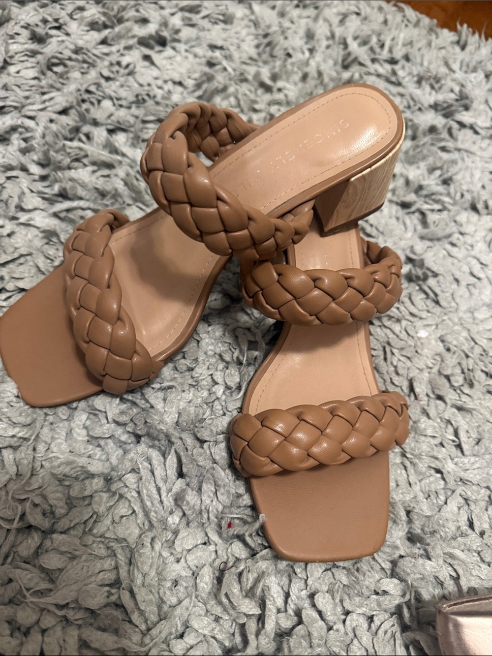 Sincerely Jules Braided Double-Strap Wedge Sandals in Tan